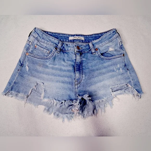 Mavi Frayed Light Blue Jean Shorts - Picture 1 of 6